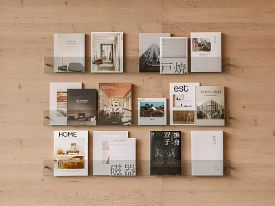 Books And Magazines On Wooden Wall Bookshelves With Diverse Covers And Interior Design Themes 3d model