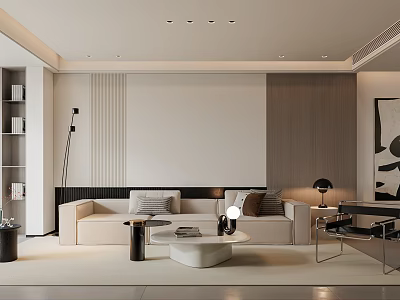 Modern Minimalist Living Room Interior With Sofa And Coffee Table 3d model