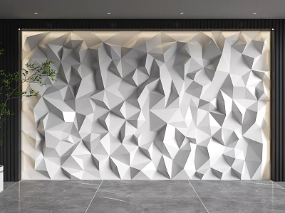 Modern 3D Geometric Background Wall with Polygonal Panels White Gray and Black Frame 3d model
