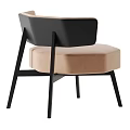 Modern Minimalist Leisure Chair with Beige Velvet Cushion and Black Metal Legs