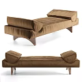 Brown Velvet Sofa Bench With Comfortable Cushions And Modern Wooden Legs Design