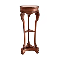 Ornate Copper Accent Table With Carved Legs And Lower Shelf For Living Room Decor