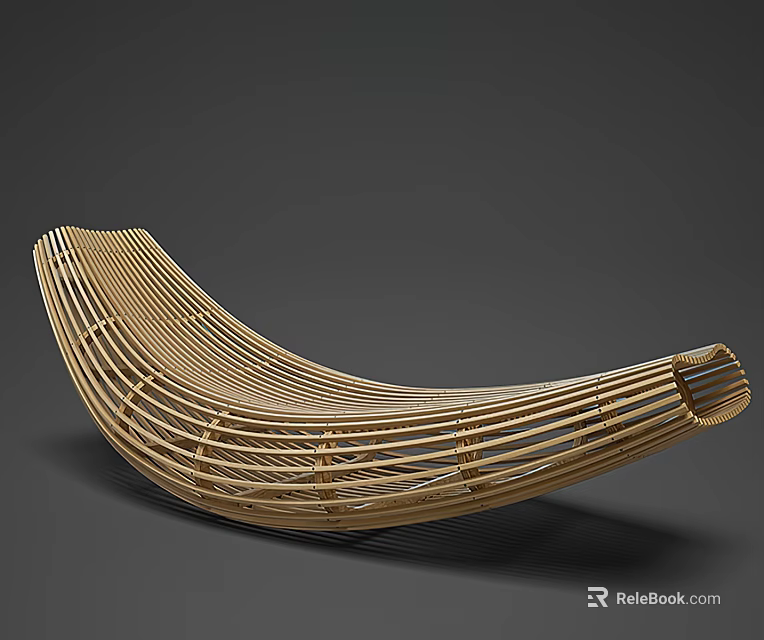 Stylish Modern Rattan Outdoor Chair With Curved Arched Backrest Design 3d model 