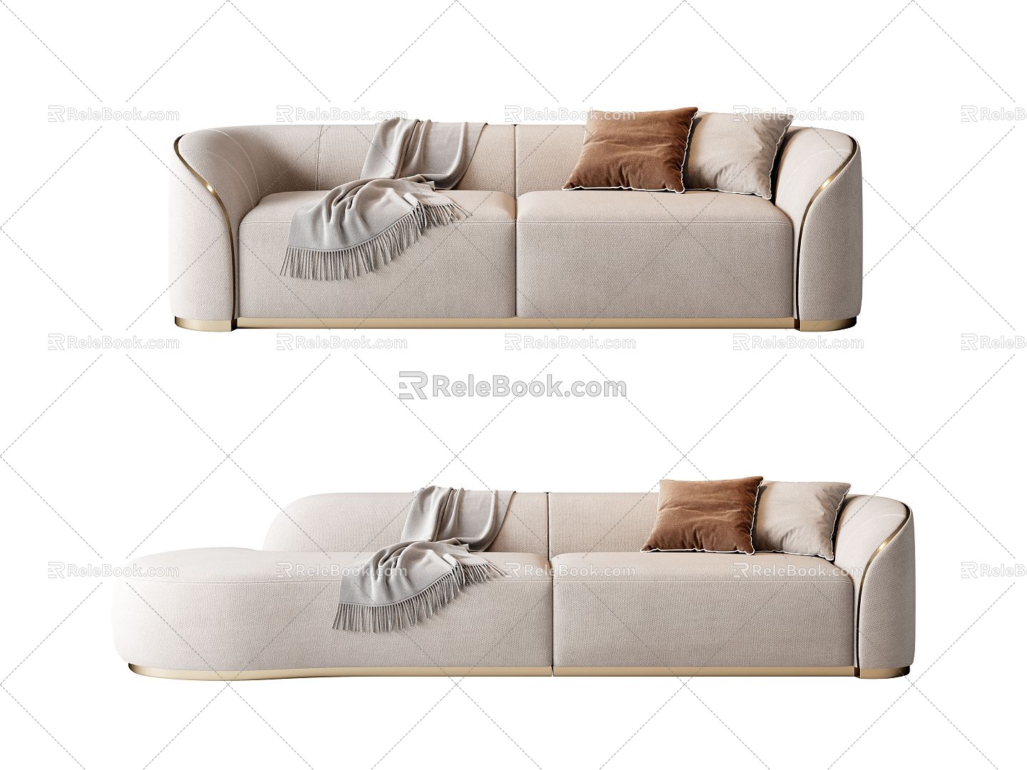 Modern double sofa multiplayer sofa 3d model