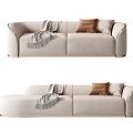 Modern double sofa multiplayer sofa 3d model