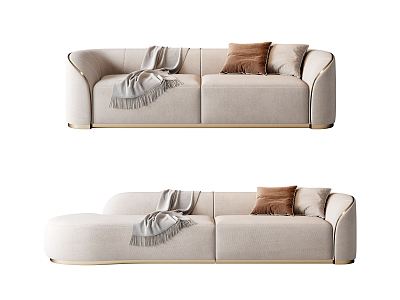 Modern double sofa multiplayer sofa 3d model