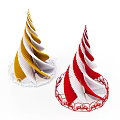 Two Decorative Spiral Arbor Designs With Yellow White And Red White Colors