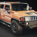 Orange Hummer SUV With Rugged Exterior Design And Large Off Road Tires
