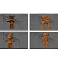Modern Artistic Wall Decorations With Bear Figures And Geometric Pattern Background 3d model