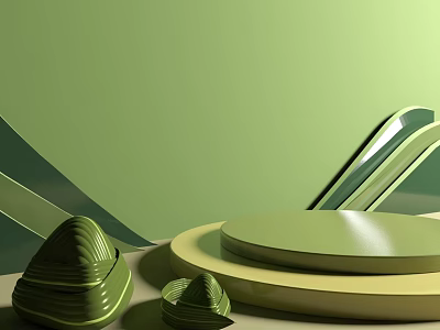 Creative Children's Play Area With Green Yellow Curved Structures And Platforms 3d model