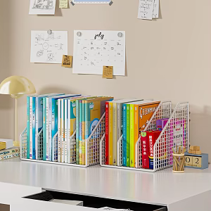 Bookshelf Shelf Picture Book Shelf Folder Textbook Dictionary Desk Book 3d model