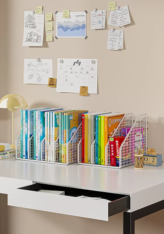 Bookshelf Shelf Picture Book Shelf Folder Textbook Dictionary Desk Book 3d model