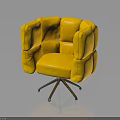 Stylish Modern Yellow Chair With Puffy Block Design And Metallic Spider Legs For Contemporary Interior
