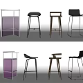 Modern Bar Stools With Various Stylish Designs And Metal Frame Structures 3d model