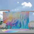 LONGFOR Welcome Check-in Photo Spot With Colorful Gradient Background And Bubbles Decor