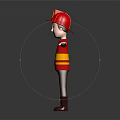 Firefighter Toy Figure With Red Uniform Yellow Stripes Red Helmet And Outstretched Arms