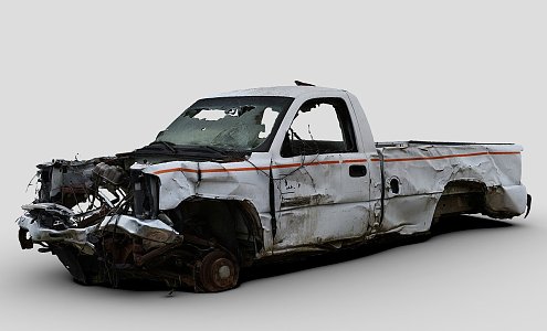 Destroyed work truck 3d model