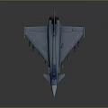 Modern Military Jet Fighter with Blue Canopy Gray Body and Wing Mounted Missiles