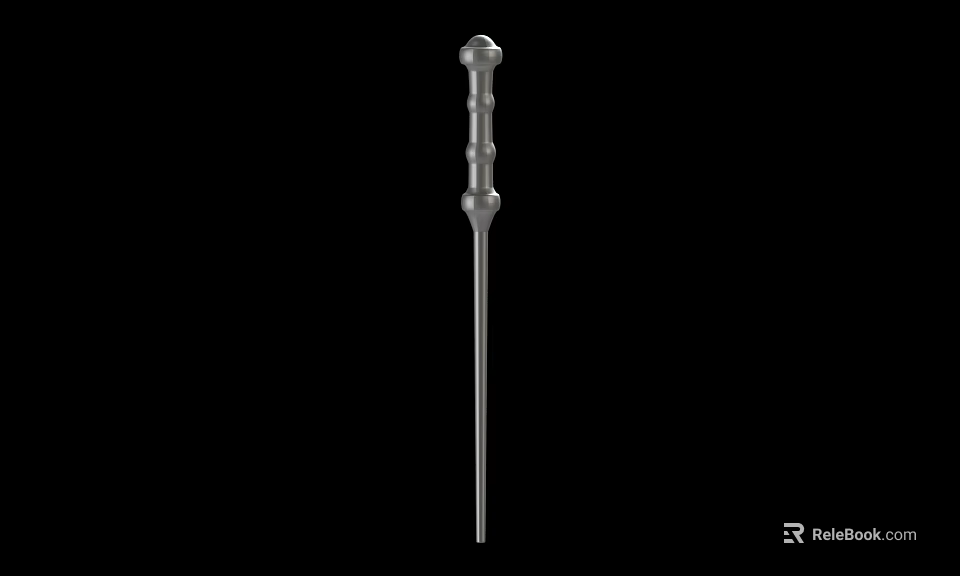 Ancient Metal Weapon With Long Shaft Cylindrical Handle And Decorative Head 3d model 