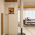 Modern Entryway Hallway Interior With White Walls Wooden Accents And Sunflower Painting