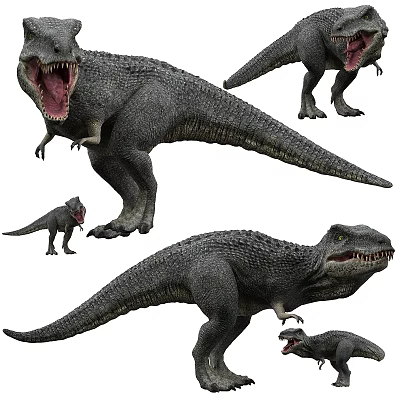Realistic Reptile Models Featuring Scaly Skin Ferocious Posture Open Mouth And Various Sizes 3d model
