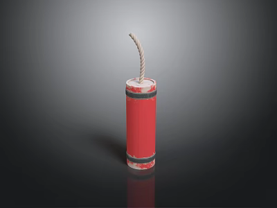 Red Dynamite With Black Stripes And Fuse As Weapon Design Element 3d model