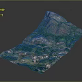 3D Terrain Model Featuring Green Vegetation Mountainous Areas And Urban Regions