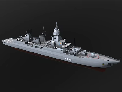 Modern Warship F510 Frigate With Gray Hull Radar Systems And Weaponry 3d model