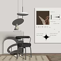 Modern Interior Decor With CREATE Art Poster And Black Leather Chair 3d model