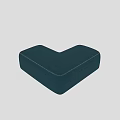 Cushioned Dark Teal Upholstered Stool With Stitched Details And Modern Modular Design