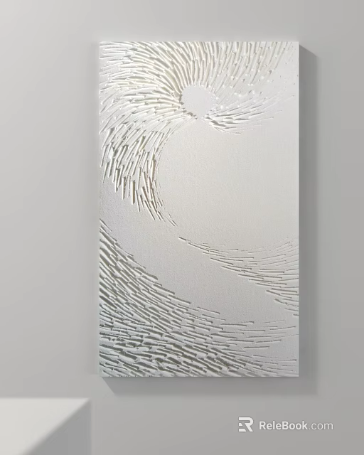 White Relief Wall Art With Wavy Lines For Modern Interior Decoration 3d model 