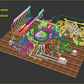 Intricate Industrial Pipe System Model With Circular Layout Valves And Components On Wooden Base