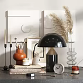 Modern Decorative Ornament Set With Table Lamp Vase Books And Sculpture