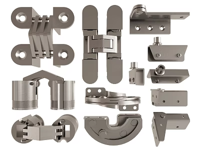 Various Types Of Metal Hardware Components 3d model