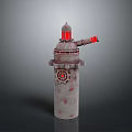 Industrial Tower Structure With Vintage Design Featuring Lighthouse Top Gear Decoration And Red Accents