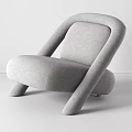 Modern Gray Lounge Chair with Curved Arms Unique Legs and Upholstered Fabric Design