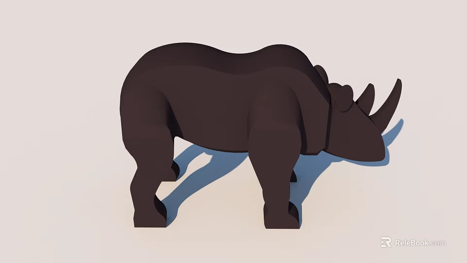 Stylish Black Rhinoceros Decorative Figurine For Modern Home Shelf Display Ornament 3d model 