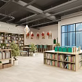 Book Art Inspired Modern City Study Room Design With Colorful Partitions And Green Plants