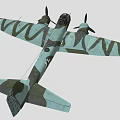 Vintage World War II Fighter Aircraft With Green Gray Camouflage Paint And Twin Propellers