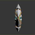 Game Character Intricate Spear Weapon With White Gold Blue Decorative Details