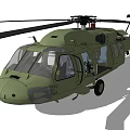Green Military Helicopter With Rotors Open Door Cockpit And Landing Gear Details