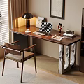 Quiet Ancient Style Desk and Chair Solid Wood Computer Desk and Chair Solid Wood Single Chair Writing Desk Learning Desk and Chair Office Desk and Chair Finished Desk Computer Decoration Combination 3d model