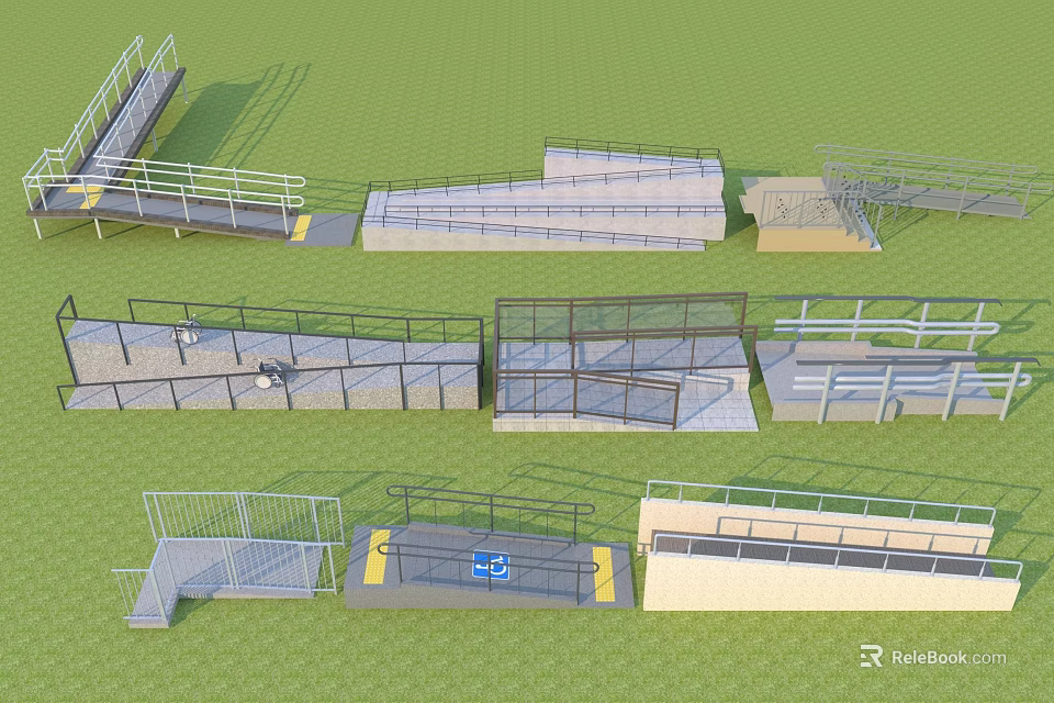 Innovative Road Facilities Design Featuring Ramps Guardrails Steps And Accessibility Platforms 3d model 