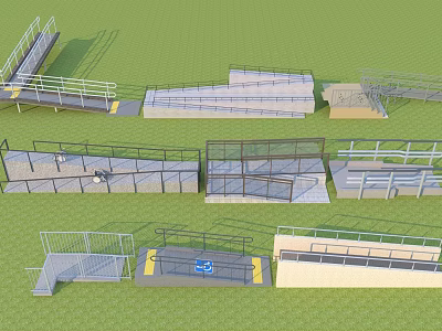Innovative Road Facilities Design Featuring Ramps Guardrails Steps And Accessibility Platforms 3d model
