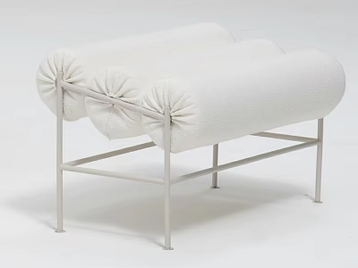 Modern White Leisure Chair with Cylindrical Upholstered Seats and Sleek Metal Frame in Minimalist Design 3d model