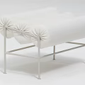 Modern White Leisure Chair with Cylindrical Upholstered Seats and Sleek Metal Frame in Minimalist Design