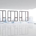 Zhongyu Construction Company Office Interior With Green Plant Light Wall And White Floor Tiles
