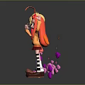 Cartoon Game Characters With Blonde Red Hair Green Eyes Orange Hoodies Red Skirts And Pink Elements
