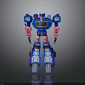 Blue Mechanical Robot Character Design With Red White Armor And Details