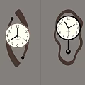Modern Unique Design Wall Clocks With Brown Frame White Dial And Black Hands 3d model